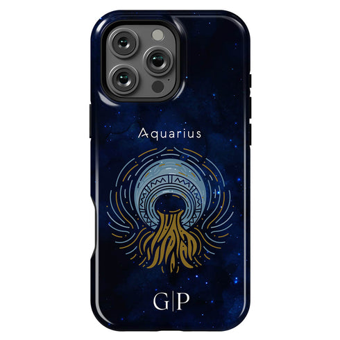 Personalized Blue Zodiac Horoscope Sign iPhone Case